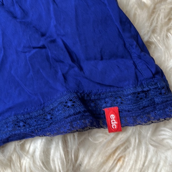 EDC by Esprit lace detail navy blue long blouse with mid length sleeves - Picture 8 of 10